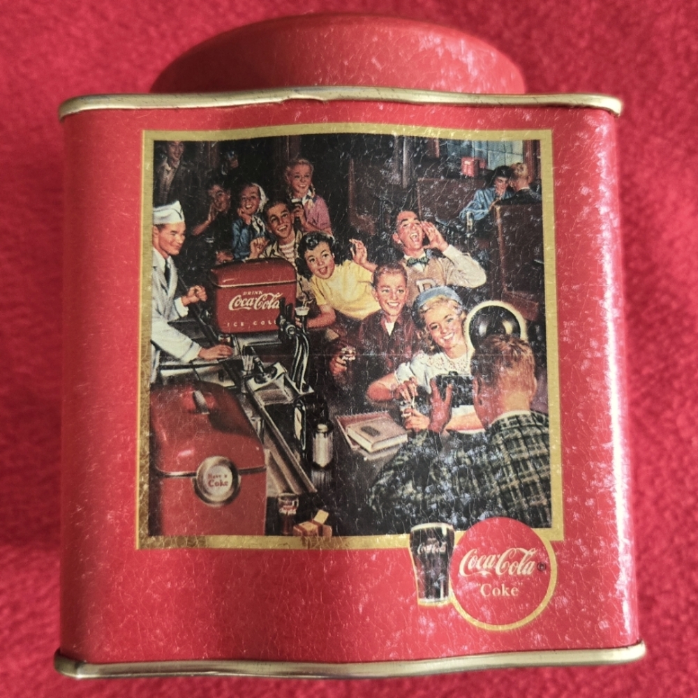 Vtg COCA COLA Collectible Tin 50s 60s Advertising High School Teens Fountain Pop